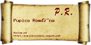Pupics Romána névjegykártya